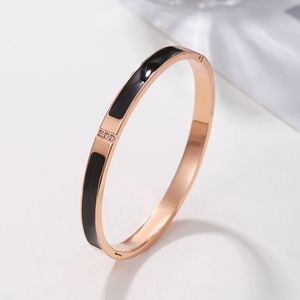 Popular White Black Enameled Bangle Bracelet Jewelry for Women Gift