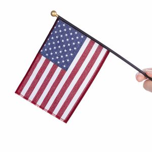 Promotional Activities Double Sided Printed Custom Pattern 14x21cm All Countries Mini Waving Polyester American Hand Flag