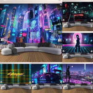 Gobeliny przyszłość Steam City Home Decor Wall Art Wall wiszące Galaxy Retro Anime gobelin tło sufit R230705