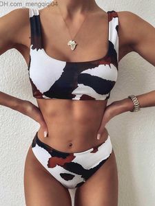 Women's Swimwear New Cow Print High Waist Bikinis Swimwear Women High Leg Bikini Set Swimsuits Spring Summer Female Swimming Suit Beachwear Z230705