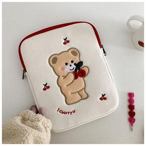 Mochila caso do portátil para dell saco do portátil manga livro ar pro 11 13 15 Polegada urso cereja bordado notebook caso manga para mulher