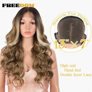 13x7 Sintético Lace Front Perucas corpo ondulado Lace Front perucas femininas perucas loiras para mulheres negras perucas resistentes ao calor 230524