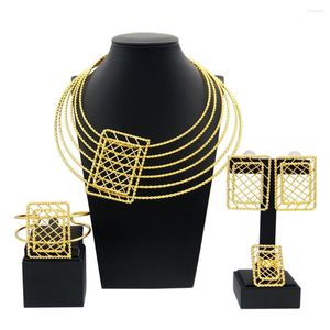 Necklace Earrings Set Jewelry For Women And Earring Brazilian Big Style Luxury 24k Plating Gold Wedding Party Gift Yulaili