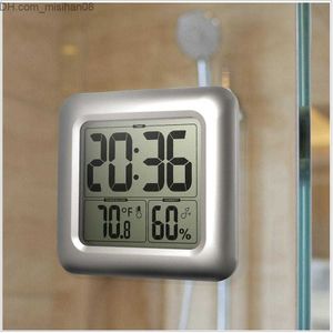 Wall Clocks Big Room Indoor Hygrometer Waterproof Shower Time Watch Digital Bathroom Kitchen Wall Clock Silver Big Temperature and Humidity Display Z230707