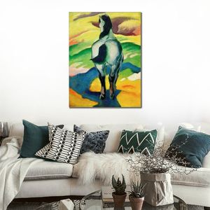 Landscape Abstract Canvas Art Blue Horse Ii Franz Marc Painting Handcrafted Exotic Decor for Tiki Bar