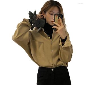 Camicette da donna 2023 Camicie da donna Primavera Estate Camicie Oversize Elegante Tasca solida Stile coreano Office Lady Wild Tops CL824