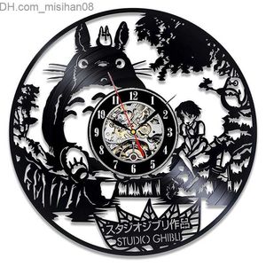 Wall Clocks Studio Ghibli Totoro Wall Clock Cartoon My Neighbor Totoro Vinyl Record Clocks Wall Watch Home Decor Christmas Gift for Children Y200407 Z230706