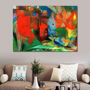 Abstracte vormen Ii Franz Marc Groot handgemaakt abstract olieverfschilderij op canvas met textuur voor woonkamermuurkunst