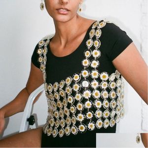 Dam Tanks Camis Dam Sexig Manuellt Arbete Akryl Camisole Ärmlösa Low Cut Toppar För Dam 2023 Flower Harness Top Chainmail Pa Dhibj