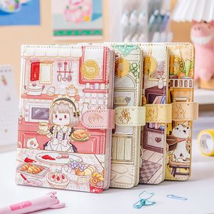 Notepads Happy Shop Girl Notebook 224 Page Color Illustration Soft Leather Cute Children s Diary Student Planner Agenda Notepad 230704