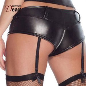 Comeondear PA5137 Frauen Sexy Plus Size Strumpfgürtel Strümpfe Reißverschluss Hosenträger Porte Jarretelles Sexy Kunstleder Latex Garter271z