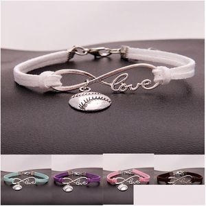 Charm Bracelets Fashion Softball Baseball For Women Mens Ball Sports Lover Love Infinity Veet Wrap Bangle DIY Jewelry In Bk Drop Deli Dhm5L