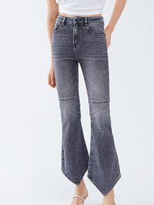 Damjeans Irregular Patchwork Dam Fickor med hög midja Breda ben Flare Byxor Casual Vintage Punk Dam Jeansbyxor 2023