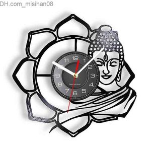 Zegary ścienne Budda Vinyl LP Zegar ścienny Cichy nie tykający Zegarki Duchowe dekoracje do domu Medytacja hinduska Wall Art Re-purposed Record Clock H1230 Z230705