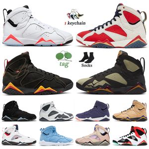 Jumpman 7 Tênis de Basquete 7s Masculino Tênis Branco Infravermelho Olive Trophy Room Cardeal Pantone J7 Sapphire Pure Money Hare Patta Retros Tênis Feminino 36-47