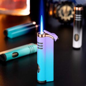 Winddichte Taschenlampe ohne Gasfeuerzeug, leistungsstarkes Rohr, gerade, blaues Feuer, Turbo-Rohr, Butan, nachfüllbar, Jet-Flamme, kreatives Raucher-Geschenk GQG5 OH3J