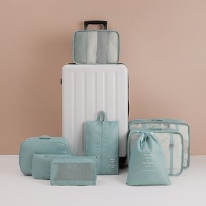 Conjunto de saco de organização de viagem, balde de embalagem compactado, mala, organizador de bagagem, saco de sapato de viagem