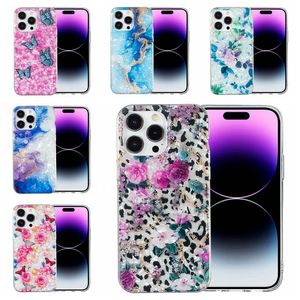 Fashion Flower Marble Soft IMD TPU Cases For Iphone 14 Plus 13 Pro Max 12 Mini Pineapple Butterfly Rose Stylish Floral Shell Mobile Cell Smart Phone Gel Back Cover