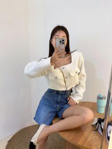 Women's Jackets French Retro Girl Small Fragrance Style Single Breasted Square Neck Romantic Tweed Short Jacket