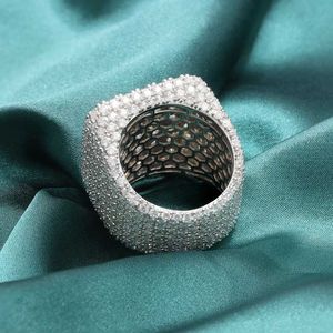 Ringe Individueller edler Schmuck Hip Hop Iced Out VVS Moissanit Ring 925 Sterling Silber Voller Moissanit Herrenring Hiphop Lab Diamant Ring