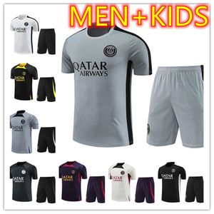 2023 PSGs agasalho camisas de futebol 23 24 Paris Sportswear terno de treinamento masculino terno de manga curta kit de futebol uniforme chandal masculino conjunto de moletom infantil