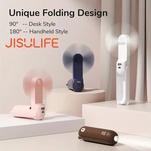 JISULIFE Handheld Fan, Folding Design Small Portable Adjustable USB Mini Fans, USB Rechargeable Fan