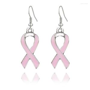 Dangle Earrings Fighter Breast Cancer Awareness Hope Earring For Women Enamel Pink Ribbon Pendant Short Drop Prayer Jewelry Female Gift