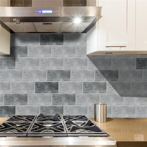 Cortinas de telha de vinil autoadesiva para cozinha backsplash cimento telha adesivos à prova dwaterproof água papel de parede do banheiro decoração da parede 0.45mm grosso mural