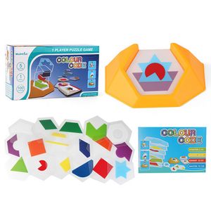 3D Puzzles 1 Set Interesting Color Code Challenging Puzzle Children Logic Game Geometric Matching Kids Develop Skill Toy Tangram 230704