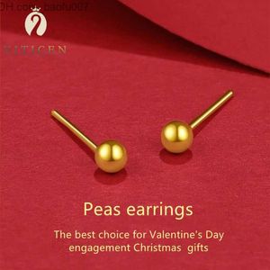 Charm True 18k gold pea earrings for women's holiday gifts Gold jewelry earrings Au750 rose gold simple polished round bead earrings Z230706