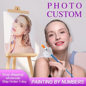 Vorhänge Gemälde nach Zahl Großhandel/Dropshipping Persönlichkeit Foto Customized DIY -Bildfärbung nach Zahl Acryl Erwachsener Kit Ungeordnet