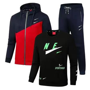 Pista da uomo trackuit tech fleech designer giacca pantaloni con felpa con cappuccio set di abbigliamento sportivo da corsa all'aperto due tre pezzi opzionali