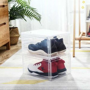 Scatola multifunzionale per scarpe in plastica Scatola trasparente per scarpe Scatola per scarpe impilabile Scatola per carico ribaltabile e organizer per trucco L230705