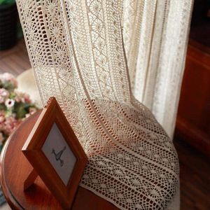 皿自由子chicかぎ針編み綿の窓薄いカーテン農家農家レトロロッドポケットベッドルームリビングルームホーム1ピースTJ6862