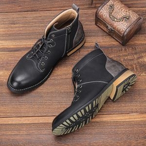 Size 39~48 Men's ankle boots Fashion Comfortable Casual Shoes Zipper Leather boots