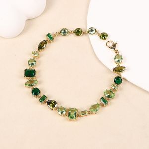 2023 New European Vintage Palace Style Green Gem Greet Set Women Fashion Luxury 3A Zircon Bracelet Charm Female Wedder Bracelet Party Party Gifts المجوهرات