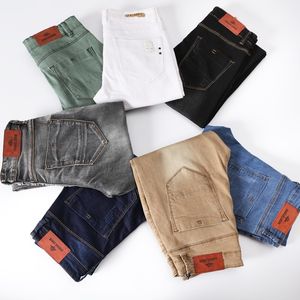 Мужские джинсы 7 Цвет мужчины растягивают джинсы скинни модные повседневные джинсовые брюки мужской серые черные хаки белые брюки 230705