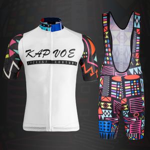 Cykeltröja Set Kapvoe Team Jersey Set Herr Cykelkläder Kortärmade Kit Race Riduniform Sommar MTB Road Bike Sportkläder Kläder 230704