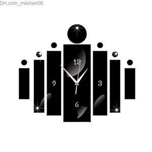 Wall Clocks 2016 new Needle mirror wall clock living room quartz acrylic modern design 3d diy watch clocks stickers free shipping horloge TY2004 Z230707