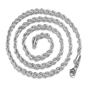 Kedjor Toppkvalitet M 925 Sterling Sier Twisted Rope 16-30Inches Halsband För Kvinnor Män Mode gör-det-själv smycken I Bk Drop Delivery Neck Dh2Un