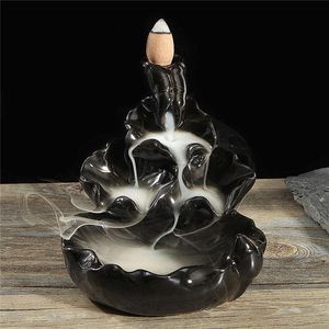 Films Waterfall Incense Burner Ceramic Incense Holder Handmade Creative Ceramic Backflow Incense Burner Decor in Home Teahouse Fu