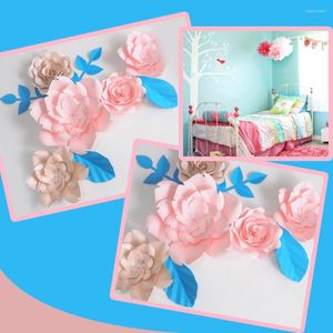 Flores decorativas faça você mesmo papel gigante rosa artificial flores artificiais pano de fundo 5 pçs 4 peças decoração de parede do quarto econômica rosa claro