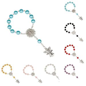 Charm bransoletki moda anioł różaniec dla dzieci dzieci religia 8Mm koraliki łańcuszki bransoletka chłopiec biżuteria dziewczęca prezent Drop Delivery Dhoxb