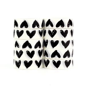 Adhesive Tapes 10pcs/lot Decorative Black 2016 and White Hearts Washi Tape DIY Decor Scrapbooking Planner Adhesive Masking Tape Kawaii Stationery 230704