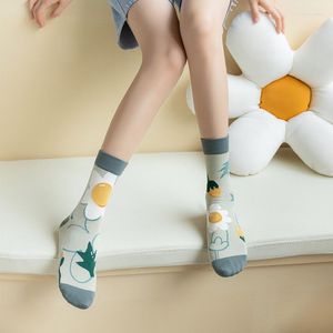 Damensocken Kawaii Tier Herbst Winter Kreative Persönlichkeit Schrullige Charaktere Blumen Gerade Damen AB SK09