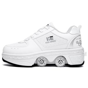 Sneakers Kids Deformation Roller Skates Shoes 4 Wheels Parkour Sport Roller Shoes Children Girls Boys Roller Skates Unisex Adult Sneakers 230705