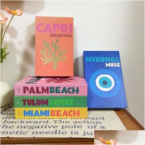 Oggetti decorativi Figurine Serie di viaggi Libri finti Soggiorno Tavolino Decorazione Prop Colorf Home Modello Ibiza Capri Miami Dh82S