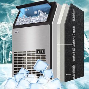 LINBOSS 50KG 24H Square Ice Machine Hem Mini Desktop Ismaskin Bärbar Automatisk Tea Shop Coffee Shop Kall dryck Shop