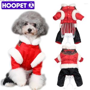 Chien vêtements HOOPET animal de compagnie chinois traditionnel Tang costume quatre jambes combinaison Costumes coton rembourré vêtements polaire doublé manteau