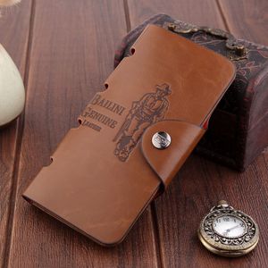 Läderplånbok för män Lång korthållare med stor kapacitet Myntväska Fotohållare Personlig design Western Denim Vintage plånbok